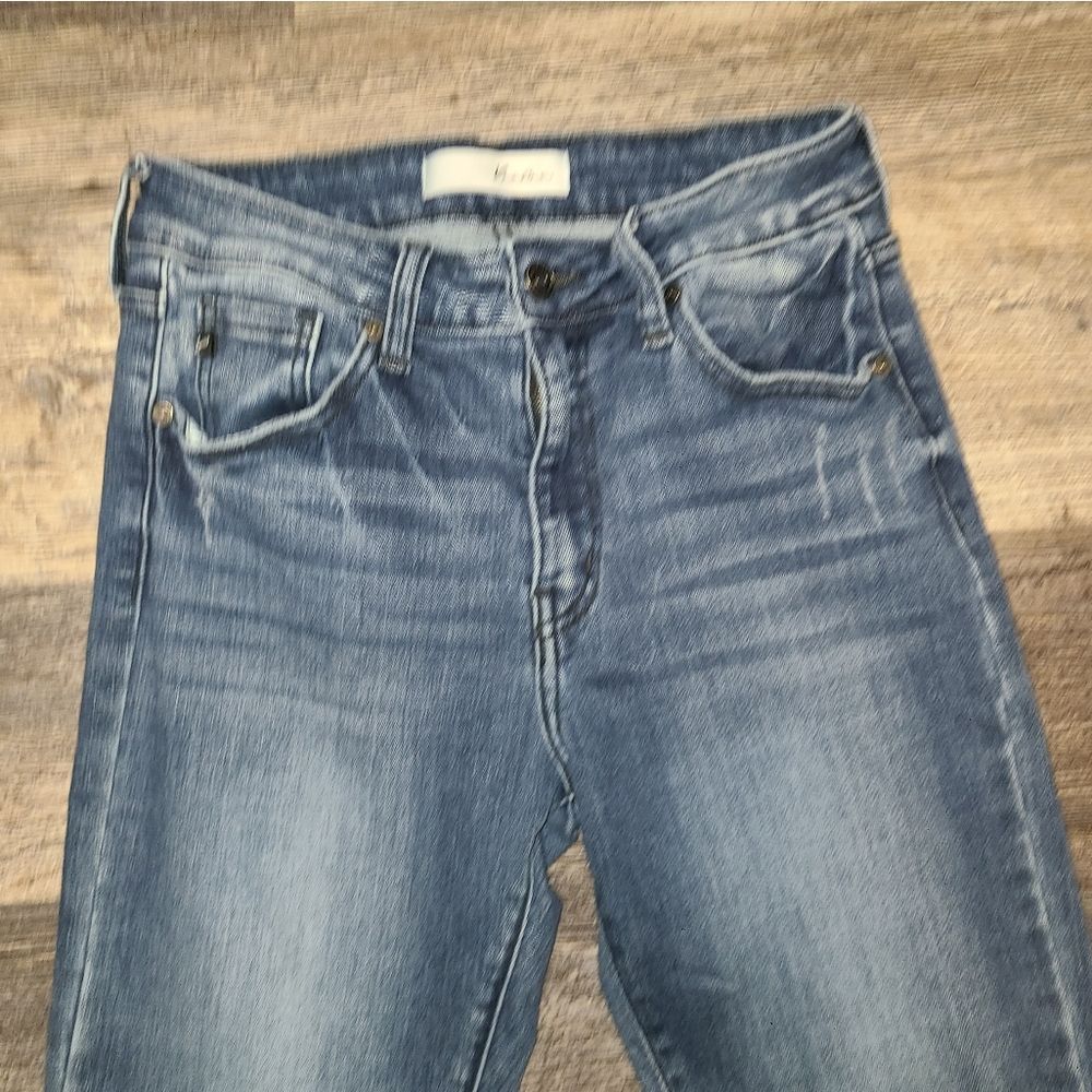 Kancan Two Tone Mid Rise Flare Leg Jeans - Picture 6 of 14